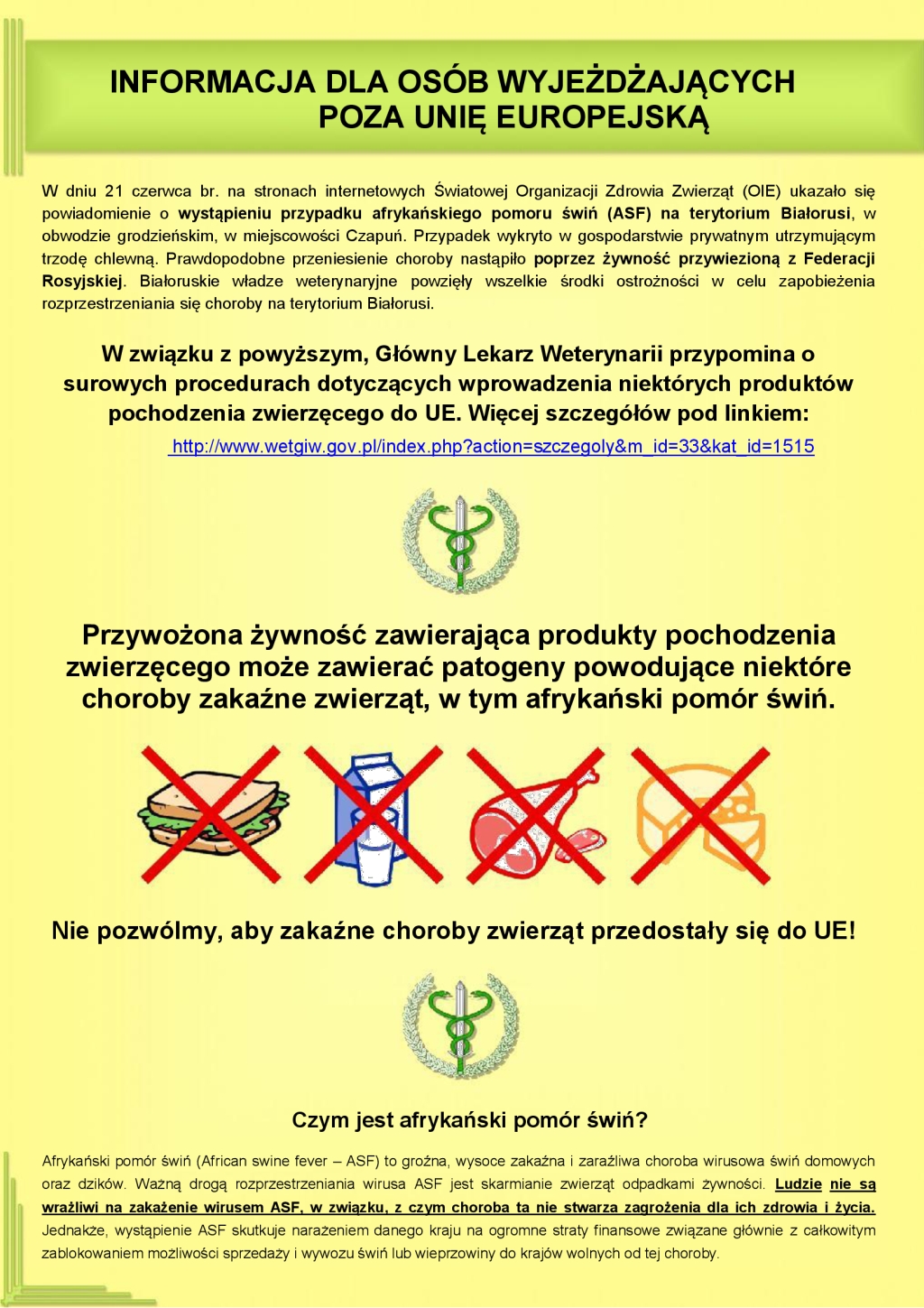 informacje dla osób wyjeżdżających poza UE