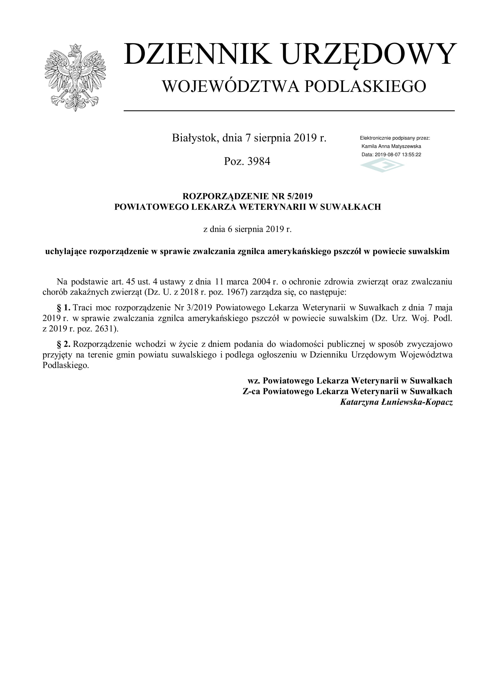Rozporządzenie w sprawie zwalczania zgnilca